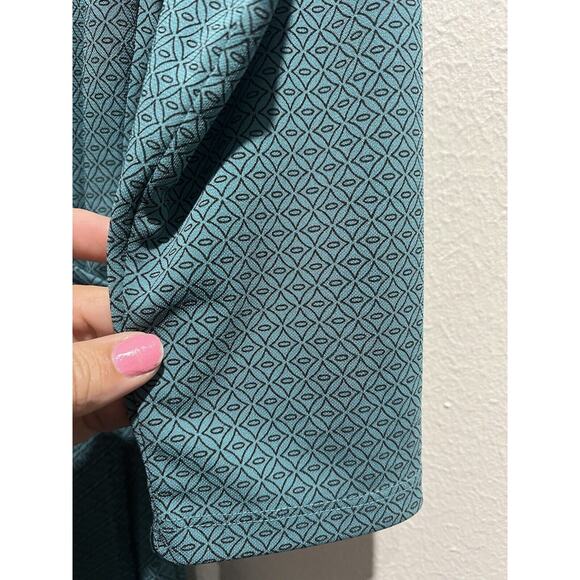 LOFT Size 2 Teal Green Black Printed Wrap Dress Long Sleeve - Picture 8 of 8